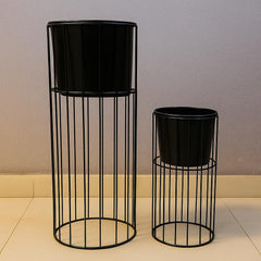 Wired Metal Stand Planters Set Of 2(18", 24")