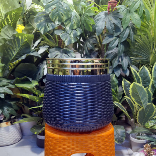 Small Fiber Planter With Golden Steel Borders