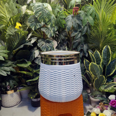 Small Fiber Planter With Golden Steel Borders