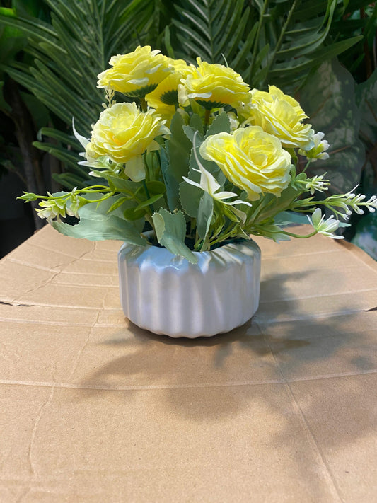 No-Fade Beauty – Artificial Blooms in Classic Ceramic Planter
