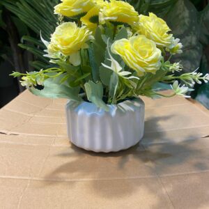 No-Fade Beauty – Artificial Blooms in Classic Ceramic Planter