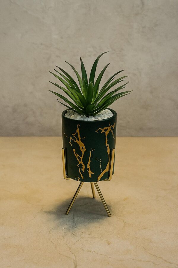 Black Golden Texture Table Plants With Stand (Cd 6) (9inch)