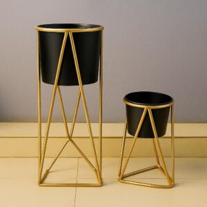 X Metal Stand Planters Set of 2 Pieces (18",24" Inch Approx)