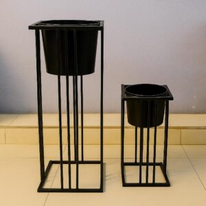 Lining Metal Stand Planters Set of 2 (18" 24")