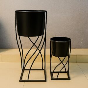 Dual Snaket Metal Stand Planters Set of 2(18", 24")