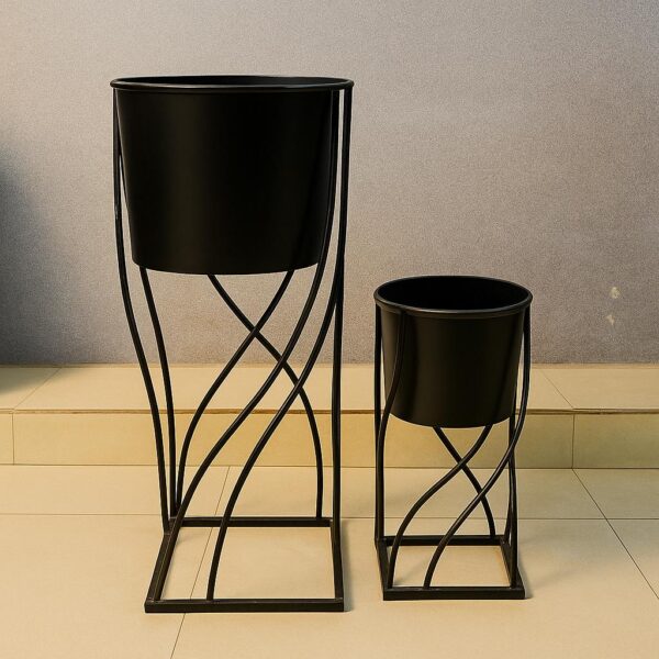 Dual Snaket Metal Stand Planters Set of 2(18", 24")