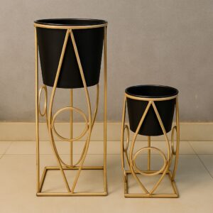Eye Designs Metal Stand Planters Set Of 2 (18", 24")