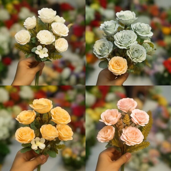 Realistic Mini Rose Flower Bunches