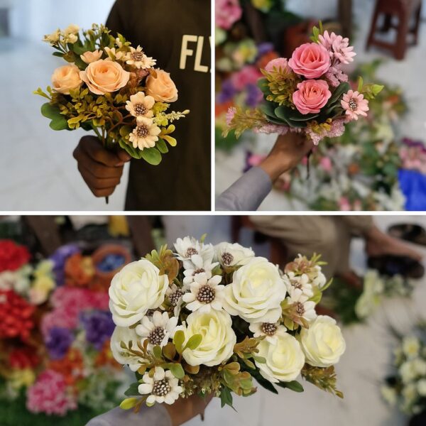 Artficial Peony Rose Bunches with a touch of Sunflowers